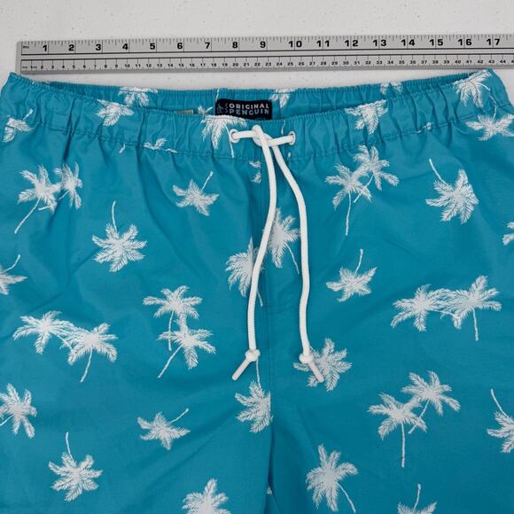 NWT Original Penguin Lined Swim Trunk Short Blue Atoll Palm Tree Size X-LARGE - Picture 3 of 12